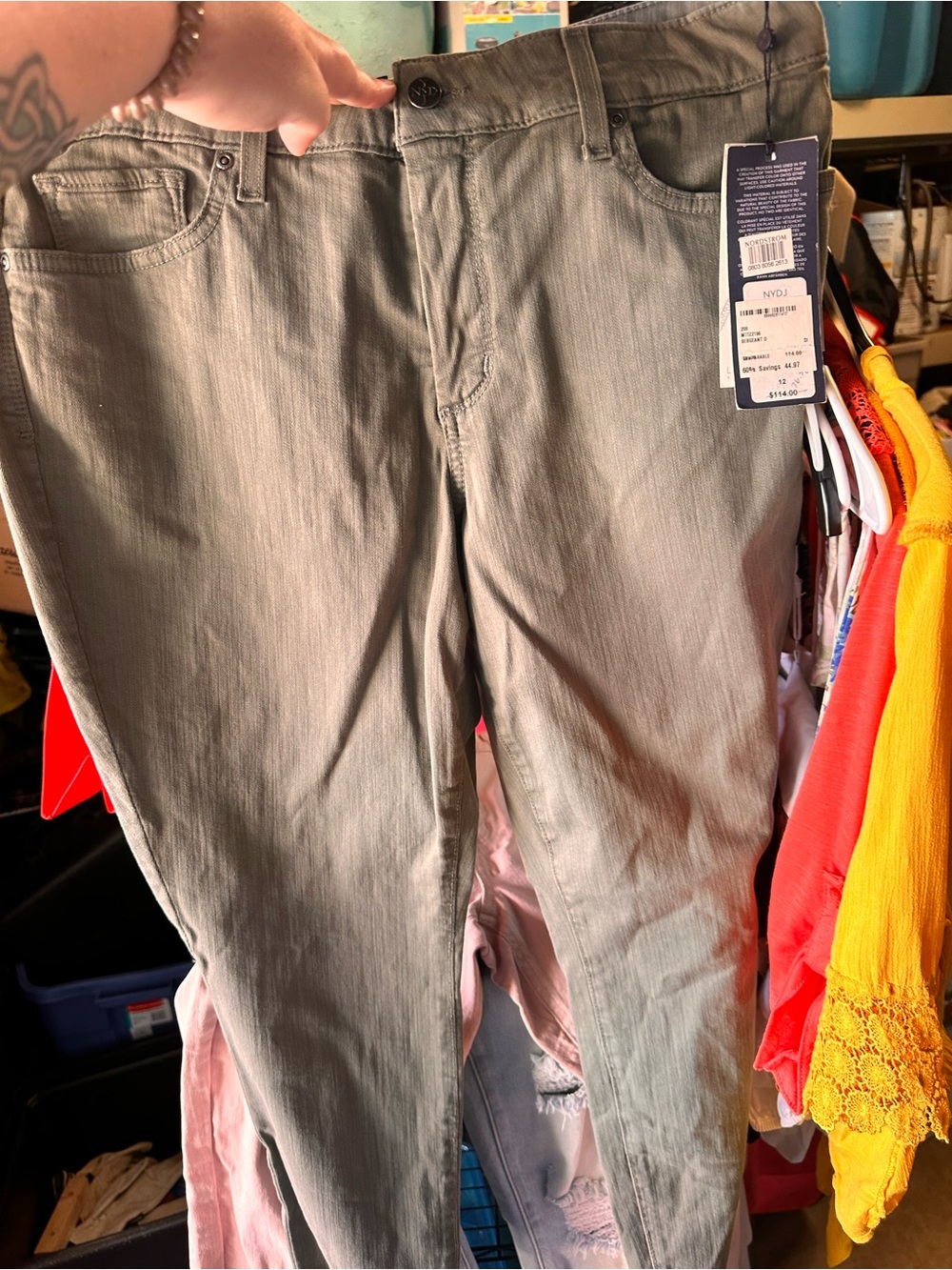 NYDJ Straight Leg Jeans in Light Gray